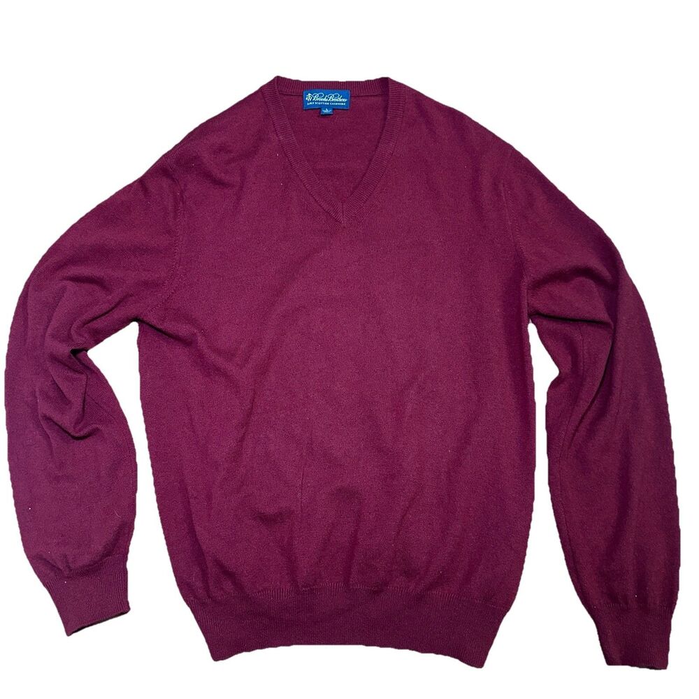 Brooks Brothers Red 2-ply Scottish Cashmere V-Neck Pullover Sweater Sz L